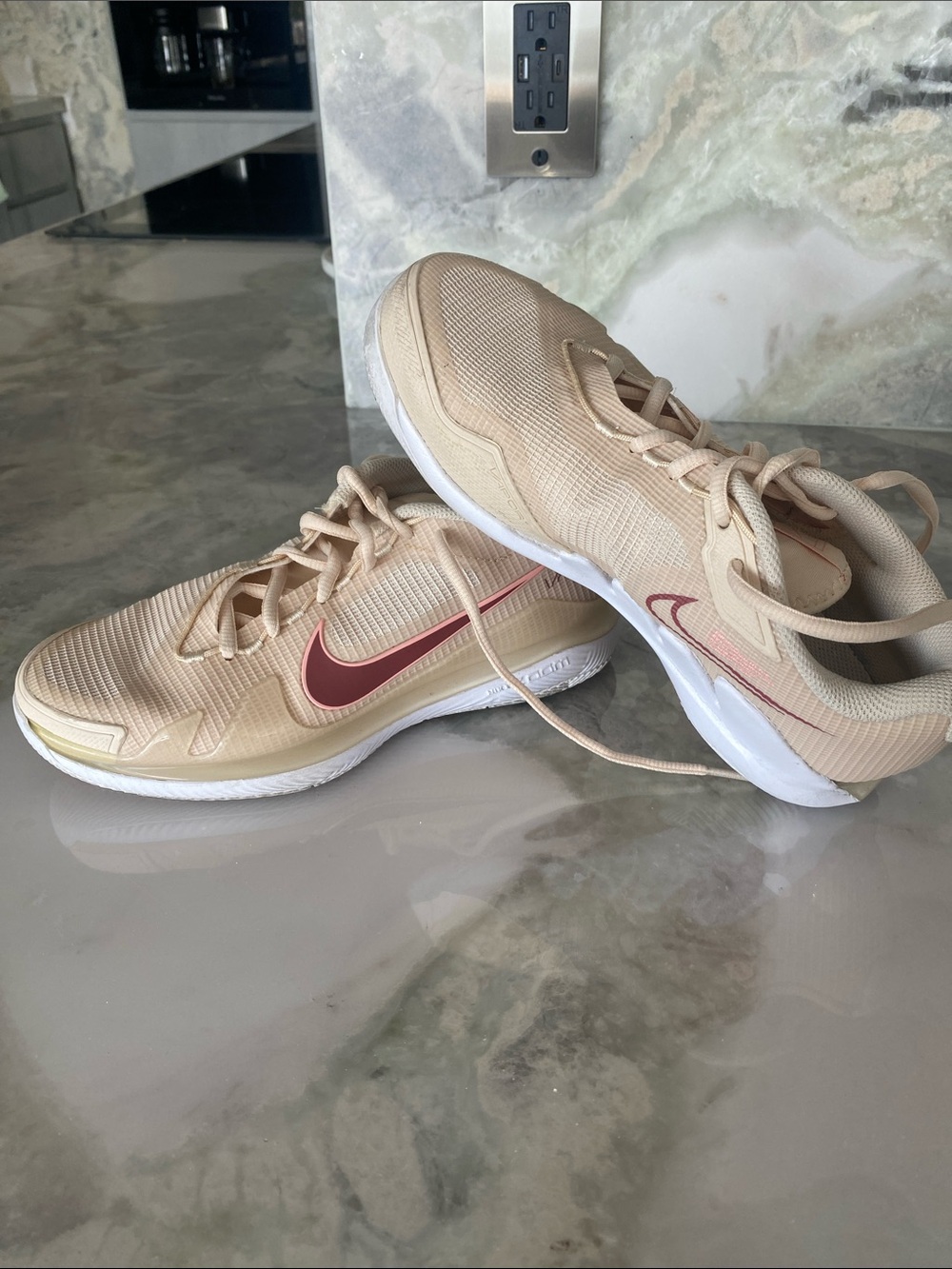 Nike Women's Beige Tennis with Rose Swoosh